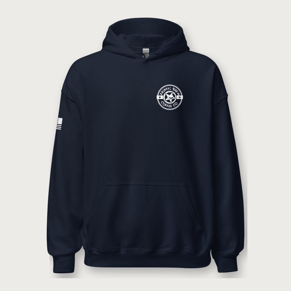 American Grind Hoodie in Navy, front view