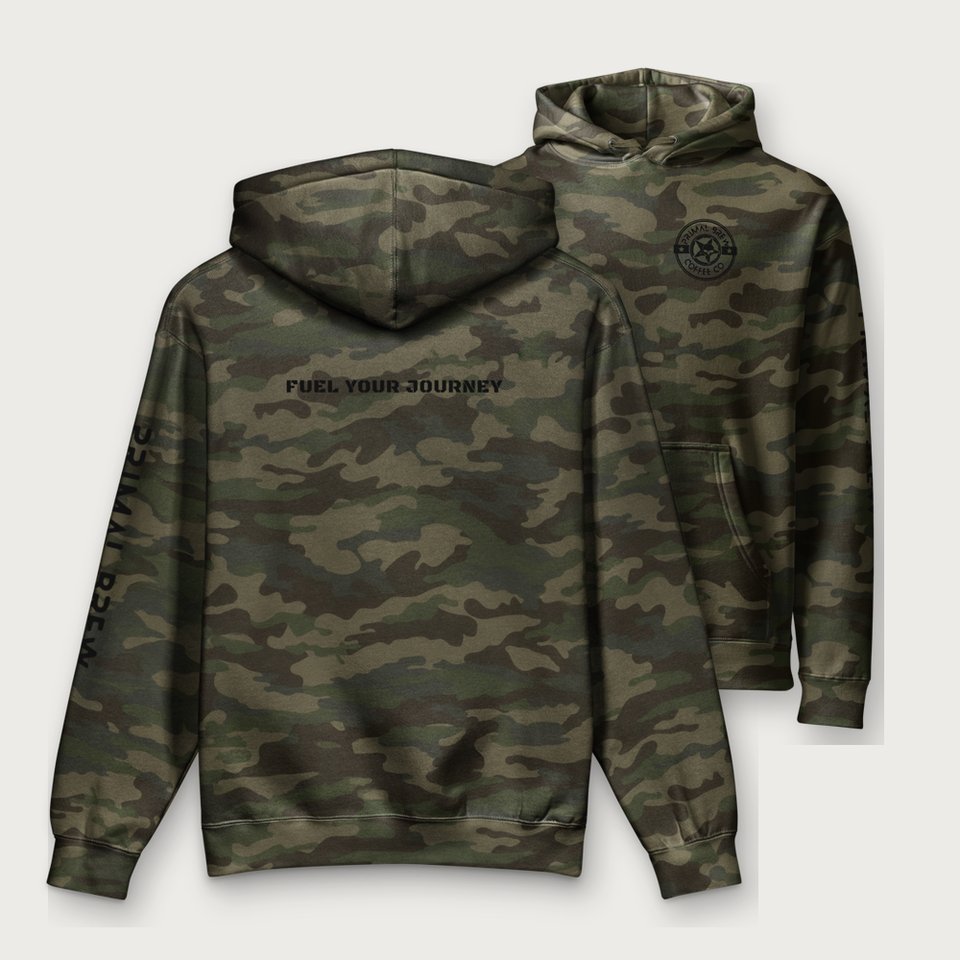 Backcountry Camo Hoodie in Forest Camo, front and back