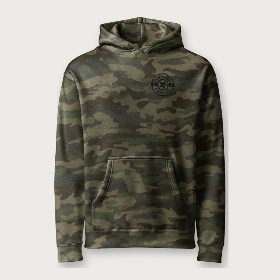 Backcountry Camo Hoodie in Forest Camo, left sleeve view