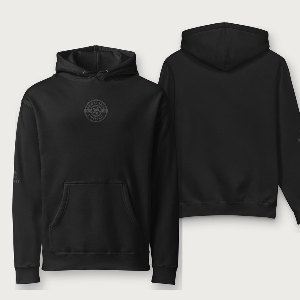Blackout Hoodie in Black, front and back