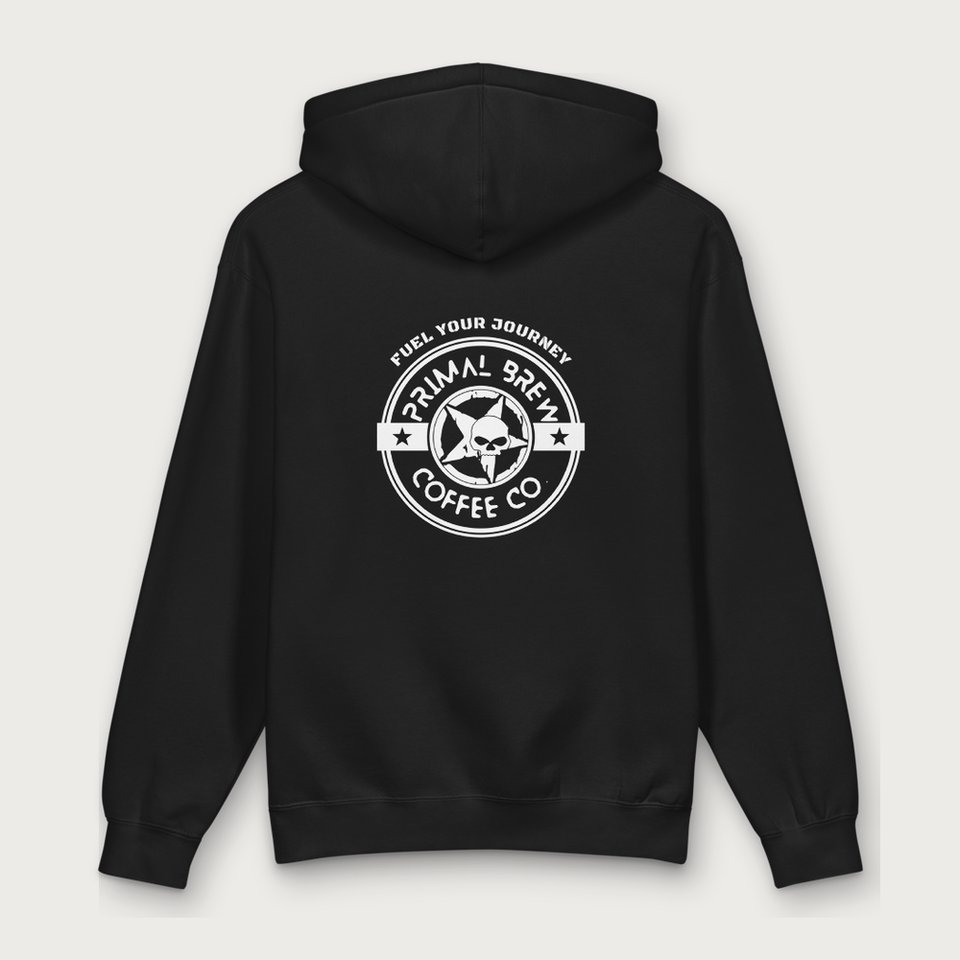 The Flagship Hoodie in Black, back view