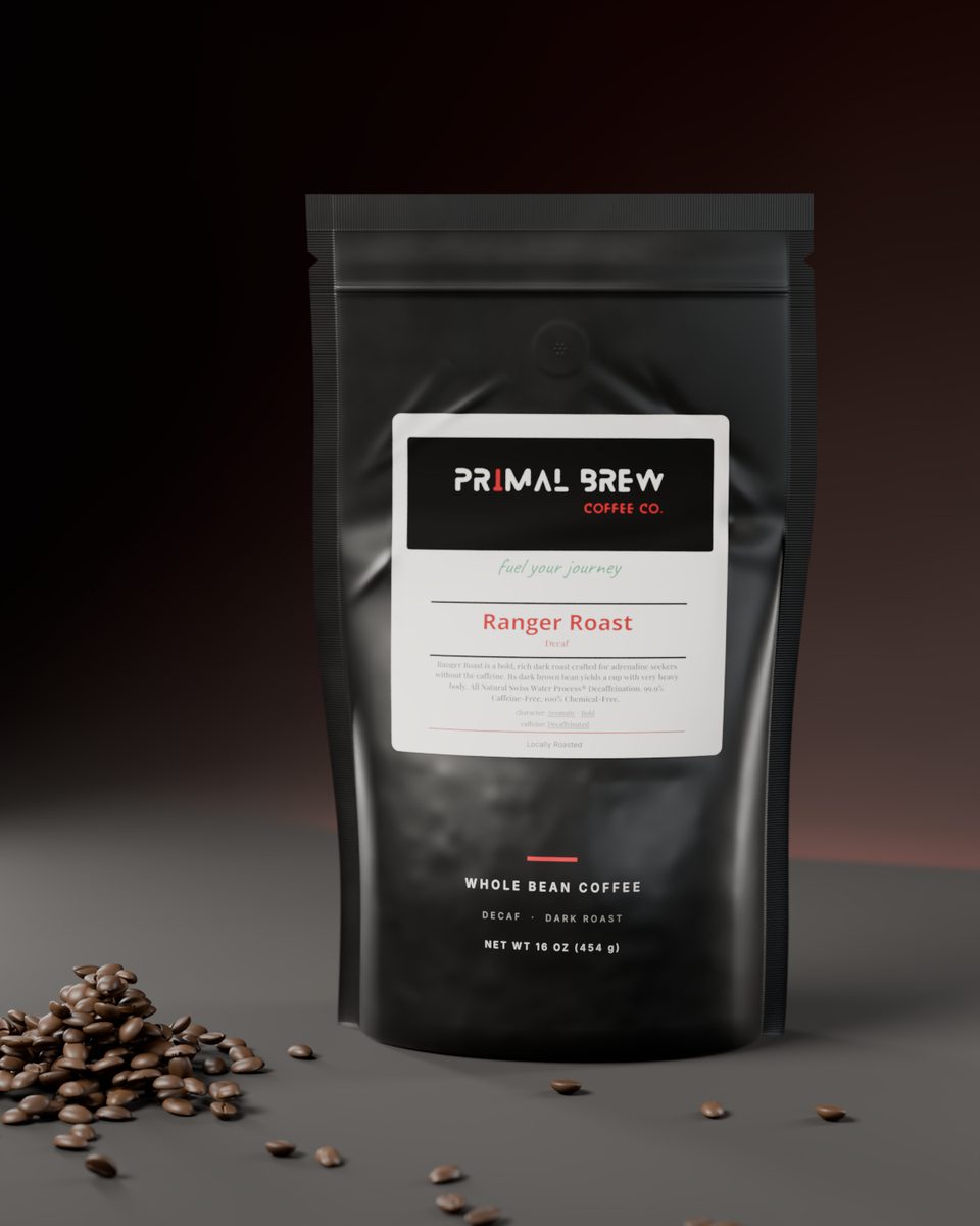 Decaf Ranger Roast — Dark Roast · Decaf coffee beans, 16 oz bag